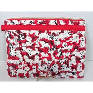 Carolina Herrera X Neiman Marcus Target Dog Print Red Zipper Cosmetic Bag